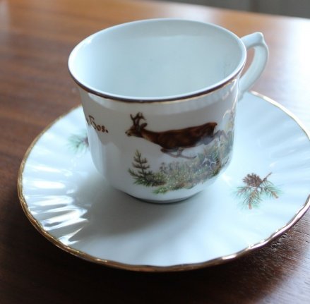 Vintage Kop en schotel met hert - Het grote bos - nr. 1