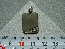Zilveren graveerplaatje, 18 mm (zirkonia)