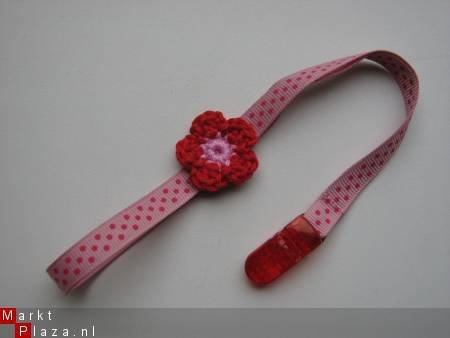 ** Speenkoord polkadot (roze) - nr. 1