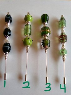 Hoedenspelden / stickpins ( groen tinten )
