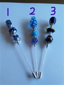 Hoedenspelden / stickpins (blauw tinten) - 1