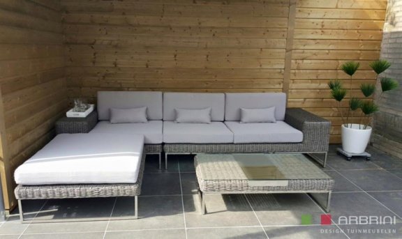 Loungeset lounche set tuin terras rond wicker grijs nieuw. - 1