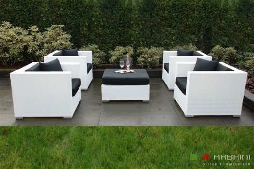 Loungeset lounche stoel fauteuil zetel tuin terras wit wicker aanbieding. - 6