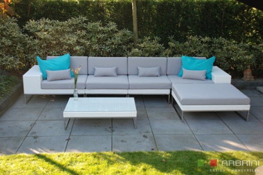 loungeset lounche set tuin terras wit wicker aanbieding. - 1