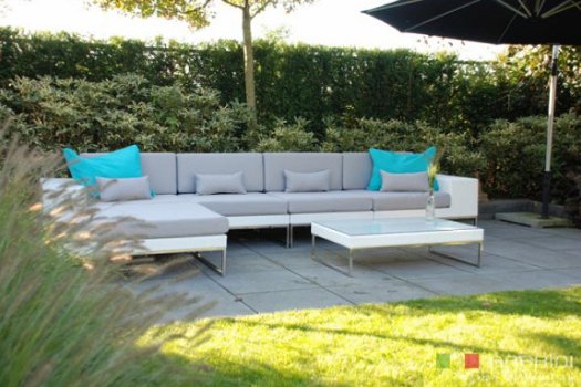 loungeset lounche set tuin terras wit wicker aanbieding. - 4