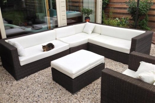 loungeset lounche set tuin terras bruin wicker aanbieding. - 5