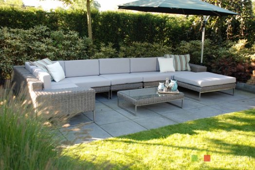 loungeset lounche set tuin terras hoek bank grijs aanbieding. - 3