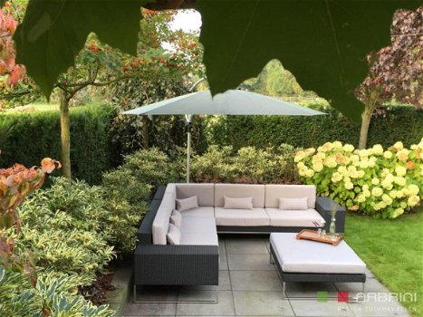 loungeset lounche set tuin terras hoek bank wicker zwart aanbieding. - 3