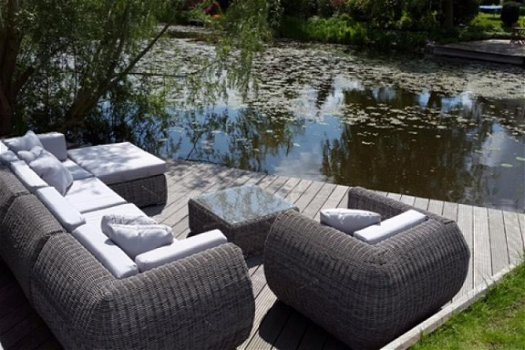 Loungeset lounche set tuin terras kunststof rond wicker grijs aanbieding. - 7