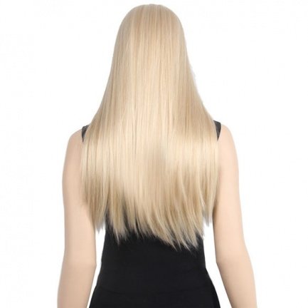 Pruik lang steil haar blondmix zonder pony model Barbie - Afbeelding 2
