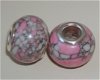 Ketting en armband van grote kralen roze-grijs natuursteen - 7 - Thumbnail