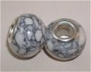Ketting en armband van grote kralen roze-grijs natuursteen - 8 - Thumbnail
