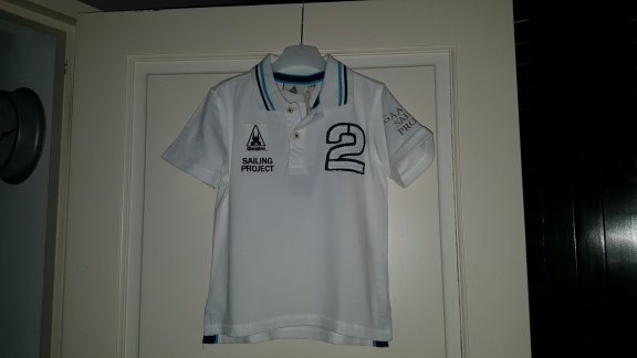Gaastra witte zomerpolo korte mouw grote appicaties 128 - 1