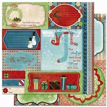 SALE! NIEUW Set Scrapbookpapier + embelishments Blitzen Winter / Kerst van Bo Bunny. - 7