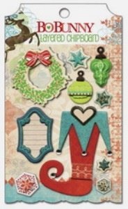 SALE! NIEUW Set Scrapbookpapier + embelishments Blitzen Winter / Kerst by Bo Bunny. - 2