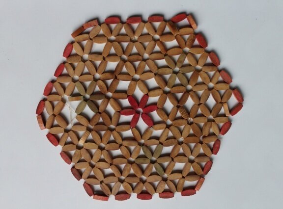 Vintage pannenonderzetters kraal-bloemen - Afbeelding 2