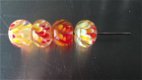 4 handgemaakte beads van glas met bloem in de kraal oranje r - 1 - Thumbnail