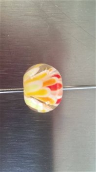 4 handgemaakte beads van glas met bloem in de kraal oranje r - 5
