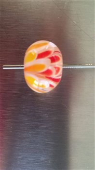 4 handgemaakte beads van glas met bloem in de kraal oranje r - 6