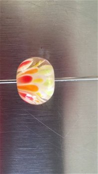 4 handgemaakte beads van glas met bloem in de kraal oranje r - 7