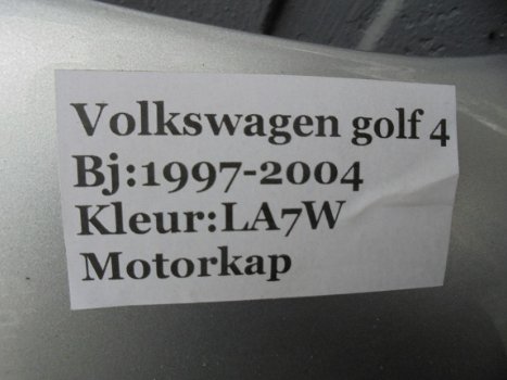 VW Golf 4 1997/2004 Motorkap Kleurcode LA7W - 2