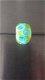 Handgemaakte groen glaskraal met blauw en luchtbellen NIEUW. - 1 - Thumbnail