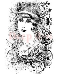 SALE NIEUW cling stempel Vintage Style Lady van Deep Red