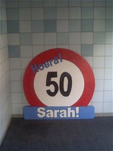 sarah 50 jaar houten bord jubileum bensan enter