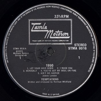 The Temptations ‎– 1990 - Motown Vinyl LP Soul R&B >>UK EDITION NO COVER - 2