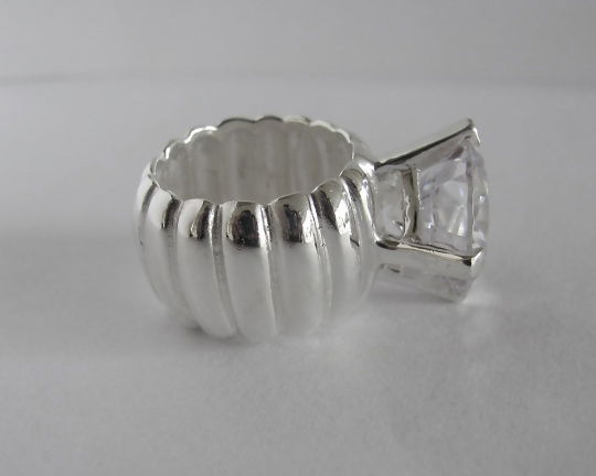 NIEUW Brede zilveren zirkonia RING solitair, verkrijgbaar in 3ringmaten, INCLUSIEF VERZENDEN! - Afbeelding 4