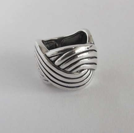 NIEUW Brede zilveren RING, vlecht/golf, INCLUSIEF VERZENDEN! - Afbeelding 3