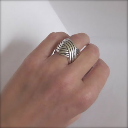 NIEUW Brede zilveren RING, vlecht/golf, INCLUSIEF VERZENDEN! - Afbeelding 7