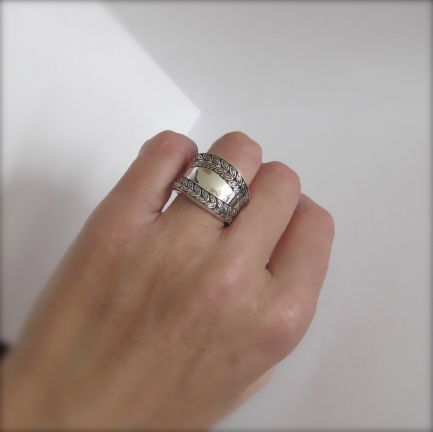 NIEUW Brede zilveren RING, takjes, verkrijgbaar in 4 ringmaten, INCLUSIEF VERZENDEN. - Afbeelding 6