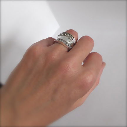 NIEUW Brede zilveren RING, takjes, verkrijgbaar in 4 ringmaten, INCLUSIEF VERZENDEN. - Afbeelding 7