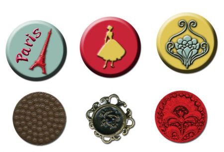 SALE NIEUW 6 Cameos & Buttons Welcome to Paris by Prima Marketing - 1