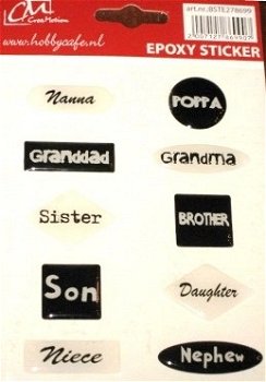 SALE NIEUW vel Epoxy stickers Tags Family 10 X 13 cm van Crea Motion. - 1