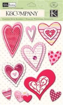SALE NIEUW Valentine Heart Adhesive Chipboard van K&Company. - 1