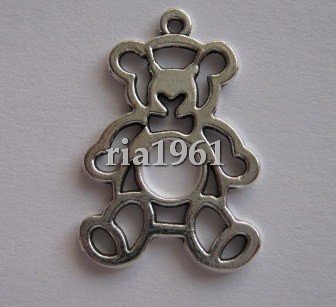 bedeltje/charm dieren : beertje open 2 - 24x16 mm - 1