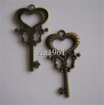 bedeltje/charm sleutel : sleutel 27 brons - 40x20 mm (nog 10) - 1