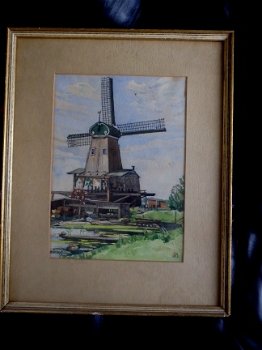 De molen de Eenhoorn Haarlem - initialen van J.P.v.d.Berg - 1