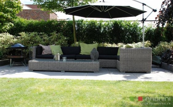 Loungeset lounche bar tafel set tuin terras grijs wicker aanbieding. - 2