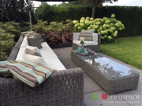 Loungeset lounche bar tafel set tuin terras grijs wicker aanbieding. - 3