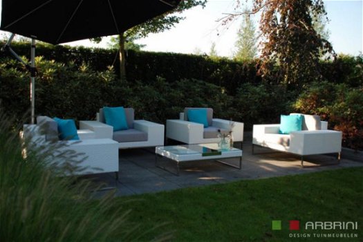 Lounge stoel lounche fauteuil set zetel tuin terras wit nieuw. - 3