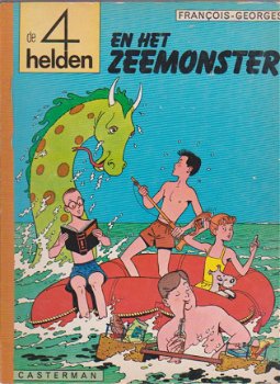 De 4 Helden 1 En het zeemonster met linnen rug - 0