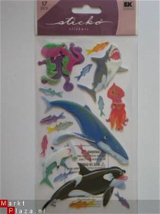 sticko dimensional sharkes, whales & octopus