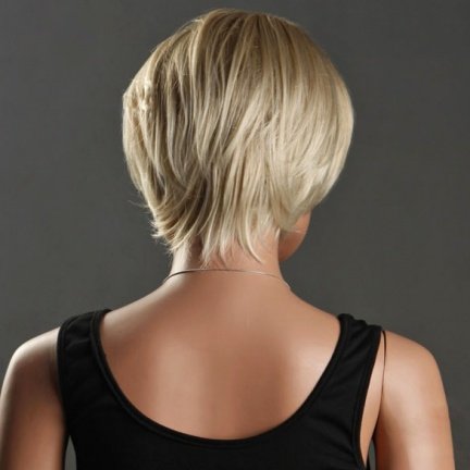 Luxe pruik kort haar in laagjes lichtblondmix - Afbeelding 5