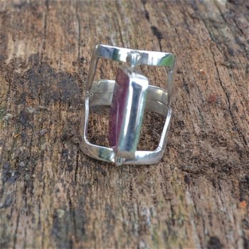 Zilveren ring met dubbel steen - 4