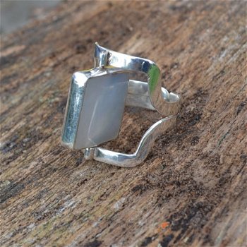 Zilveren ring met dubbel steen - 5
