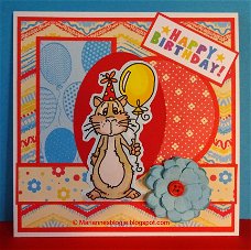 Verjaardagskaart 08: Happy Birthday marmot met ballon