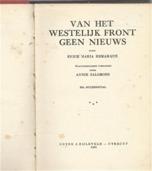 ERICH MARIA REMARQUE**VAN HET WESTELIJK FRONT GEEN NIEUWS** - 2